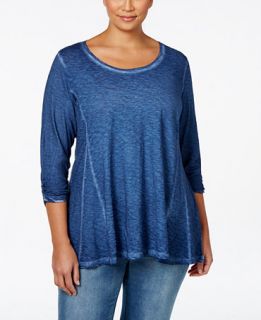 Style & Co. Plus Size Burnout Three Quarter Sleeve Top, Only at