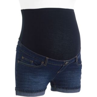 Oh! Mamma Maternity Full Panel Convertible Denim Bermuda Shorts With Flap Back Pockets