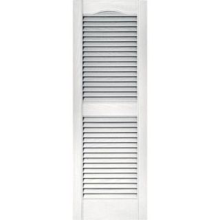 Builders Edge 15 in. x 43 in. Louvered Vinyl Exterior Shutters Pair in #117 Bright White 010140043117