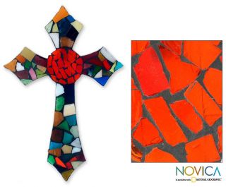 Stained Glass Fire of Faith Wall Cross (Mexico)  