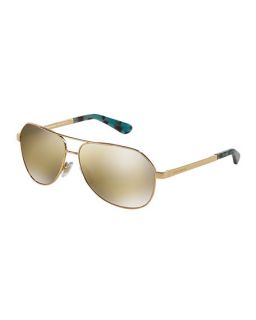 Dolce & Gabbana Mirrored Aviator Sunglasses, Golden