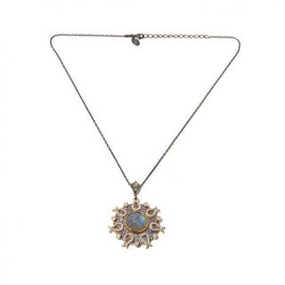 Jewels of Istanbul Labradorite and CZ Gold Plated Sterling Silver Pendant with    7804630