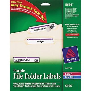 Avery 5666 Purple Permanent File Folder Labels with TrueBlock™, 750/Pack