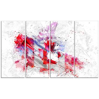 Design Art Canadian City and Flag on the Map 48 x 24 inch 4 panel