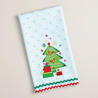 Embroidered Christmas Tree with Bird Kitchen Towel