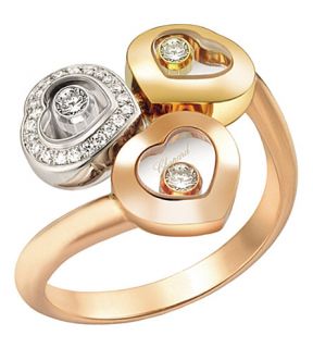 CHOPARD   Happy Curves 18ct rose gold, yellow gold, white gold and diamond ring