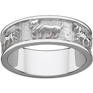 Sterling Silver or Gold over Sterling Textured Aries Zodiac Band