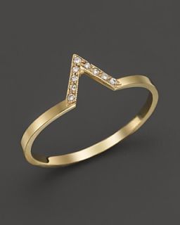 Zo Chicco 14K Yellow Gold Pav Diamond Small V Ring