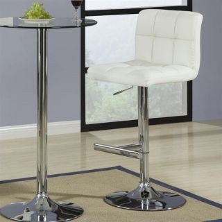 Coaster Contemporary Adjustable Chrome Bar Stool in White   120356