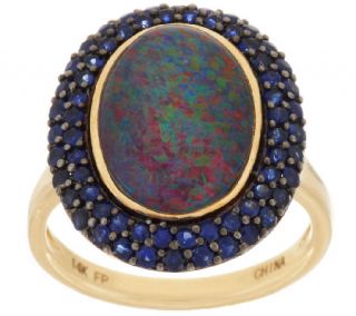 Australian Opal Triplet & Blue Sapphire Ring 14K Gold 0.85 ct tw —