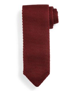 TOM FORD Thin Striped Knit Tie, Red