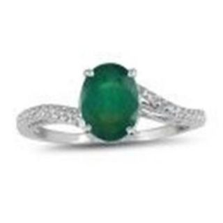 SuperJeweler H041020EM 10W z6. 5 1. 5Ct Oval Emerald And Diamond Ring In 10K White Gold Size   6. 5