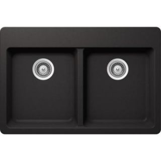 SCHOCK ALIVE Top Mount Composite 33 in. 0 Hole 50/50 Double Bowl Kitchen Sink in Nero ALIN200T013