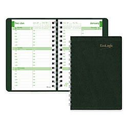 Brownline EcoLogix 95percent Recycled Weekly Planner Black 8 x 5  January December 2014