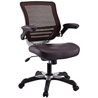 Modway EEI 595 BRN Edge Leatherette High Back Executive Chair with Adjustable Arms, Brown