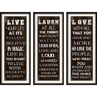 PTM Images Live Love and Laugh 3 Piece Framed Textual Art Set