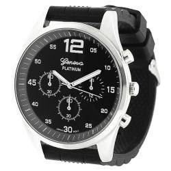 Geneva Platinum Mens Chronograph Style Silicone Watch with Three