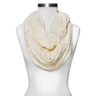 Womens Floral Lace Infinity Scarf   Ivory