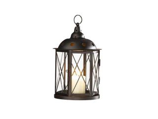 10.25 in. Bronze Metal Hanging Candle Lantern, Clear Glass