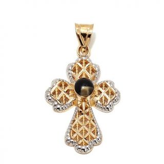 Michael Anthony Jewelry® 10K Nativity Stone 2 Tone Budded Cross Pendant   7580388