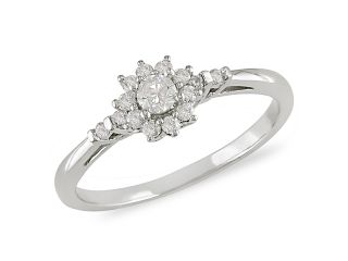 1/4 ct.t.w. Diamond Flower Shape Ring in 10k White Gold, I2 I3, G H I