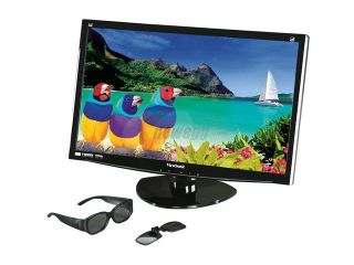 Open Box: ViewSonic V3D231 Black 23" 2ms HDMI Widescreen LED 3D Monitor 250 cd/m2 20M:1 DCR w/3D glasses and Speakers