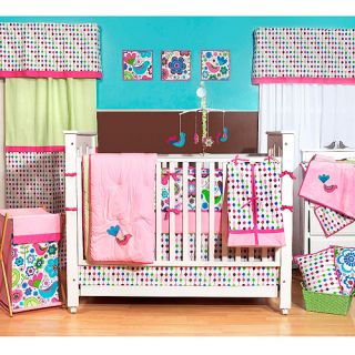 Bacati Botanical Pink/Multicolor 10 Piece Nursery in a Bag Girls Crib Bedding Set with Bumper Pad for US standard Cribs