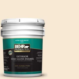 BEHR Premium Plus 5 gal. #OR W5 Almond Milk Semi Gloss Enamel Exterior Paint 505005