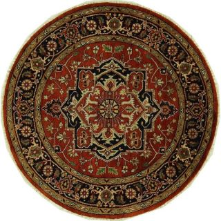 Round Persian Design Heriz Serapi Hand knotted Wool Area Rug (6, 6 x