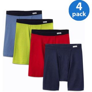 Fruit of the Loom Big Men's Soft Fabric Covered Waistband Boxer Briefs, 4 Pack