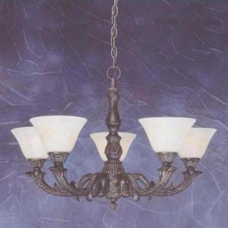 Olde Manor 5 Light Chandelier with Marble Glass by Toltec Lighting