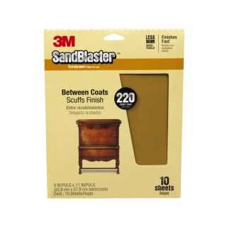 3M 10 Pack 9 in W x 11 in L 220 Grit Commercial Sandpaper Sheets