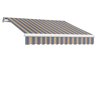Awntech 240 in Wide x 120 in Projection Dusty Blue/Tan Multi Stripe Slope Patio Retractable Remote Control Awning