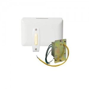 Nutone BK140SLPB Chime, 2 Note/1 Note Doorbell w/1 Lighted Stucco Pushbutton & J Box Transformer   Polished Brass
