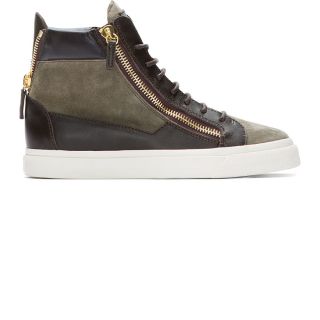 Giuseppe Zanotti Olive suede and leather army London sneakers