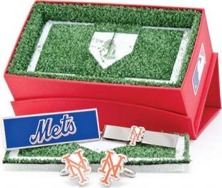 Mens Cufflinks Inc New York Mets 3 Piece Gift Set   Orange/White
