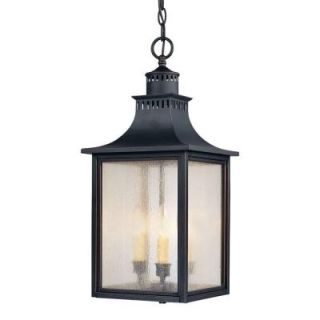 Illumine 3 Light Outdoor Hanging Slate Lantern wiith Pale Cream Seeded Glass Shade CLI SH202852993