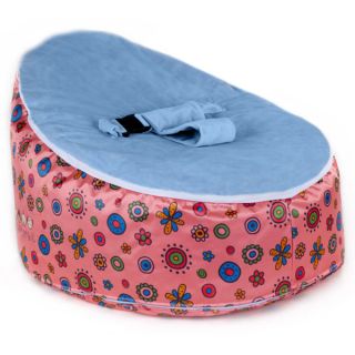 Totlings Snugglish Pink Blossoms with Blue Velvet Top Baby Lounger
