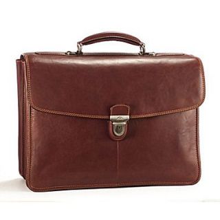 Tony Perotti Green Bella Russo Leather Laptop Briefcase; Brown