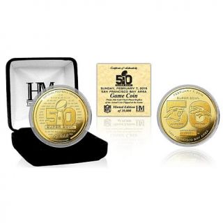 Super Bowl 50 Goldtone Replica Flip Coin by The Highland Mint   Limited Edition   8035979