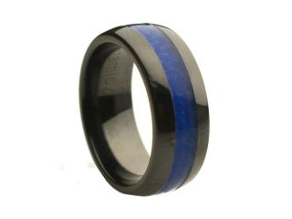 Ceramic with Blue Carbon Fiber Inlay Wedding Band Ring