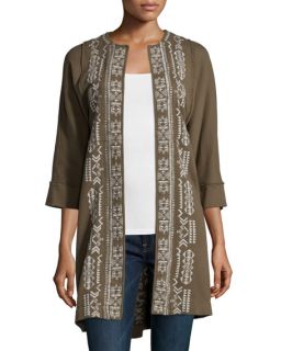 JWLA for Johnny Was Lelko Embroidered Coat W/ Raw Seams, Plus Size