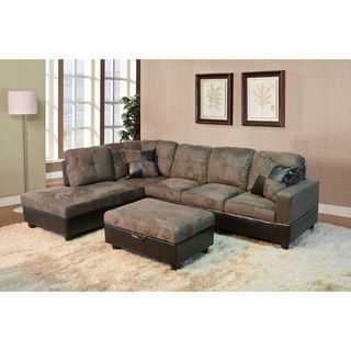 Delima 3 piece Brown Microsuede Sectional Set   Shopping
