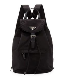 Prada Vela Medium Backpack, Black (Nero)