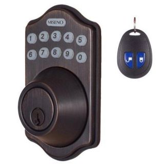 Miseno MHDWMKPD AB Keypad Deadbolt with LED Button Pad and Remote;Aged Bronze