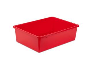 large plastic bin, red