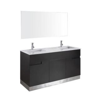 Virtu USA Stark 59 1/5 in. Double Basin Vanity in Espresso with Marble Vanity Top in Italian Carrara White and Mirror DISCONTINUED SD 82260 WM ES
