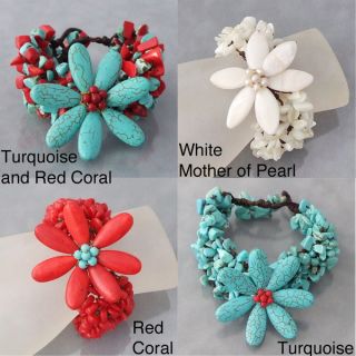Cotton Gemstone Flower Bracelet (Thailand)   13673411  