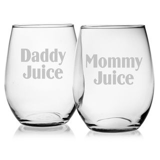 Mommy/Daddy Juice Stemless Wine Glasses (Set of 2)
