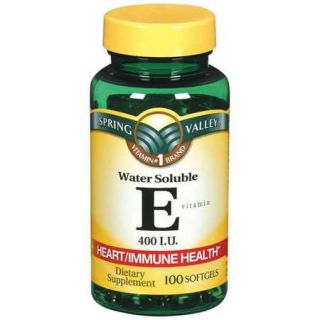 Spring Valley Vitamin E 400 I.U. Water Soluble Softgels Dietary Supplement 100 Ct